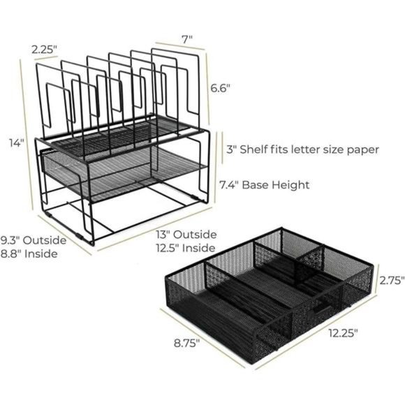 Black Workspace Desk organizers and Storage and Accessories Desktop Rack - Picture 2 of 6